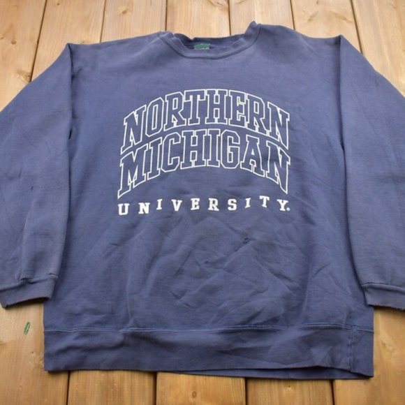 Vintage 1990s Northern Michigan University Distressed Sweatshirt shirt - Picture 1 of 2